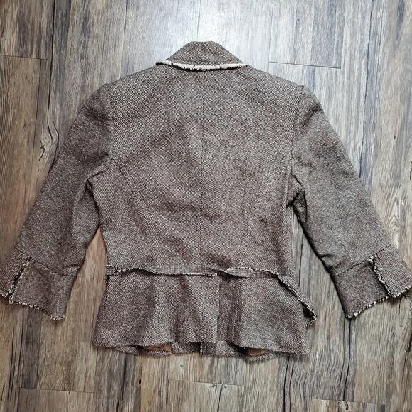 Trina Turk Women Size 8 Tan Houndstooth Blazer Preppy Classic Workwear Mod Style - Picture 7 of 9